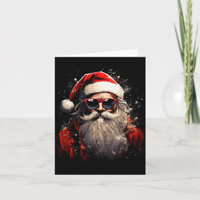 Santa Claus Silhouette Christmas Sungles Caricatur Card (Front)
