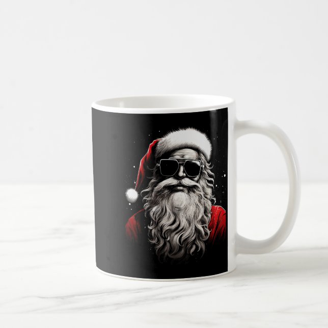 Santa Claus Silhouette Christmas Sungles Caricatur Coffee Mug (Right)
