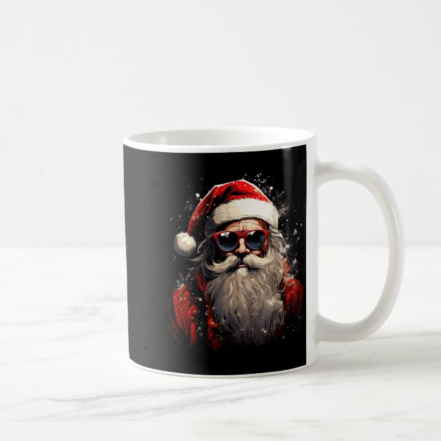 Santa Claus Silhouette Christmas Sungles Caricatur Coffee Mug (Right)