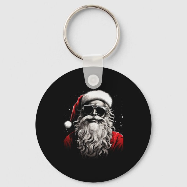 Santa Claus Silhouette Christmas Sungles Caricatur Key Ring (Front)