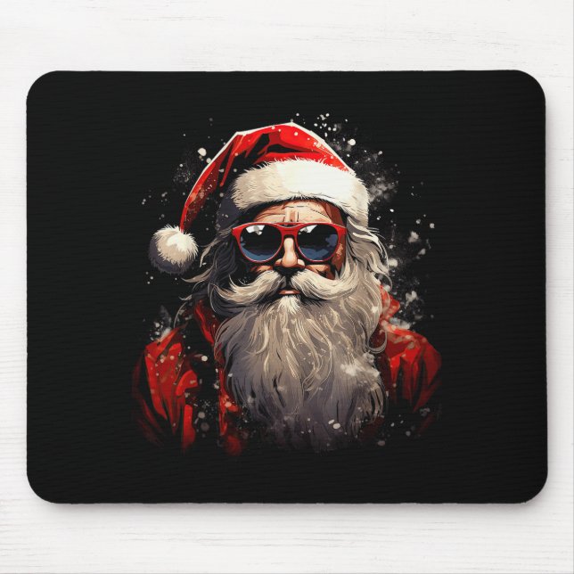 Santa Claus Silhouette Christmas Sungles Caricatur Mouse Mat (Front)