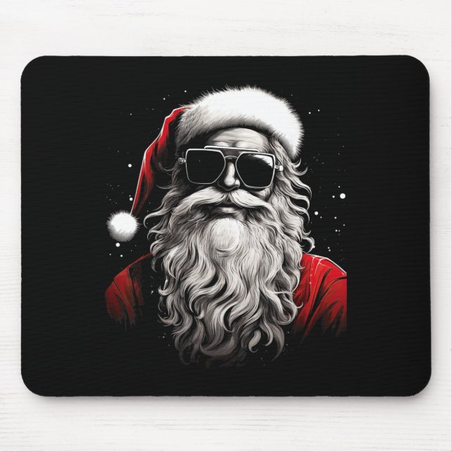Santa Claus Silhouette Christmas Sungles Caricatur Mouse Mat (Front)