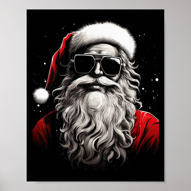 Santa Claus Silhouette Christmas Sungles Caricatur Poster (Front)