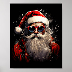 Santa Claus Silhouette Christmas Sungles Caricatur Poster
