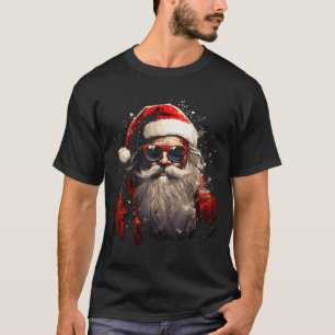Santa Claus Silhouette Christmas Sungles Caricatur T-Shirt
