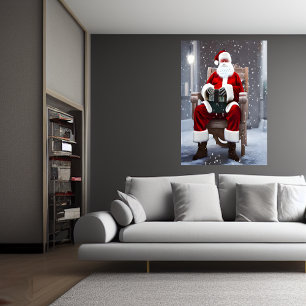 Santa Claus sitting in a chair   AI Art Poster