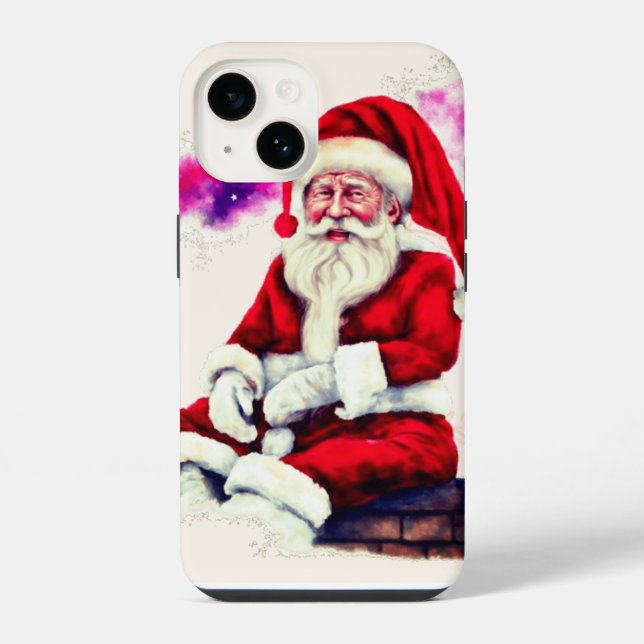 Santa-claus sitting on the brick wall with clouds  iPhone case (Back)