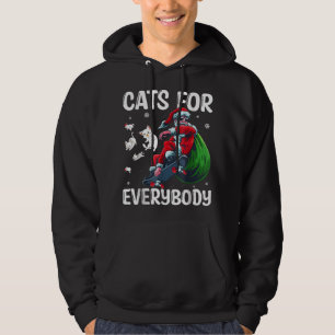 Santa Claus Skateboarding Cats For Everybody Funny Hoodie