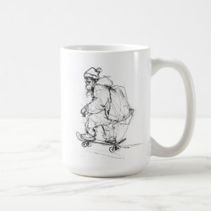 Santa Claus Skateboarding with Presents Coffee Mug