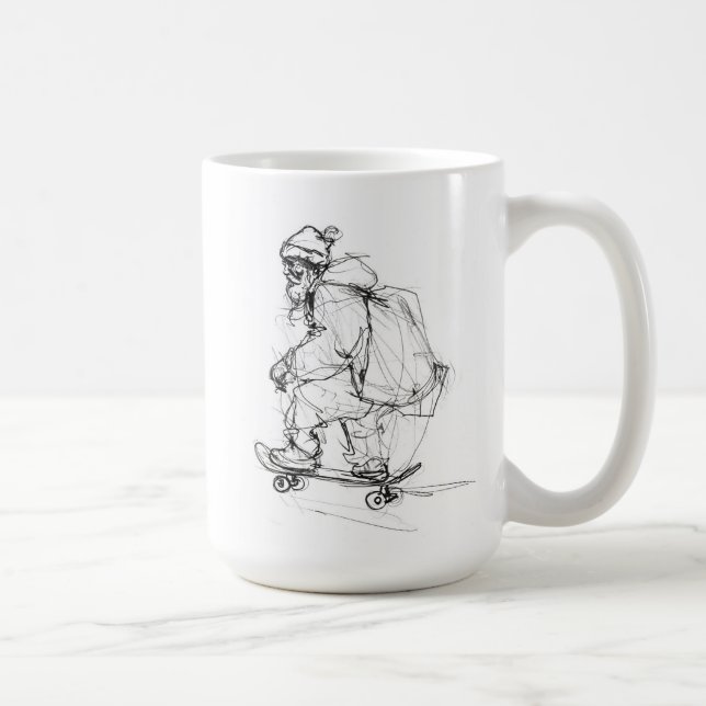 Santa Claus Skateboarding with Presents Coffee Mug (Right)