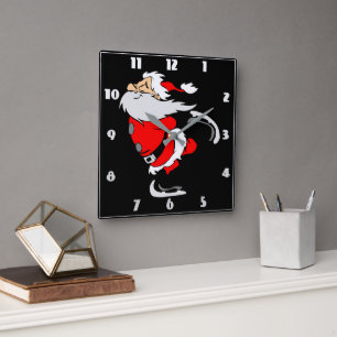 Santa Claus Skating  Square Wall Clock