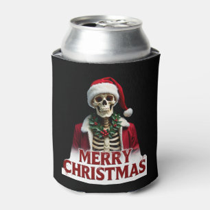 Santa Claus Skeleton Outfit Skull Funny Christmas Can Cooler