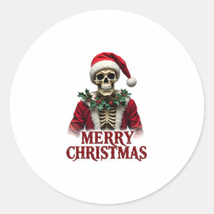 Santa Claus Skeleton Outfit Skull Funny Christmas Classic Round Sticker