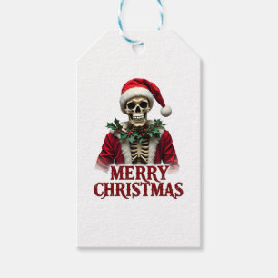 Santa Claus Skeleton Outfit Skull Funny Christmas  Gift Tags