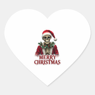 Santa Claus Skeleton Outfit Skull Funny Christmas  Heart Sticker