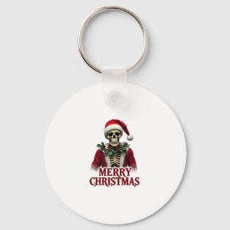 Santa Claus Skeleton Outfit Skull Funny Christmas  Key Ring