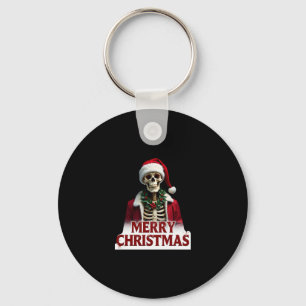 Santa Claus Skeleton Outfit Skull Funny Christmas Key Ring