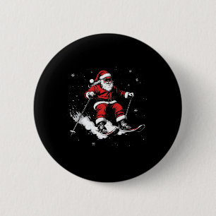 Santa Claus Ski Funny Skiing Xmas Christmas _1  6 Cm Round Badge