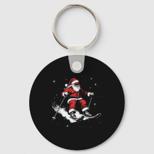 Santa Claus Ski Funny Skiing Xmas Christmas _2 Key Ring