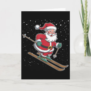 Santa Claus Skiing Christmas Sports Xmas Holiday C Card