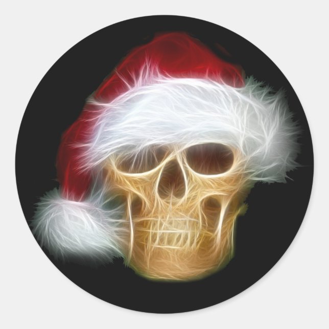 Santa Claus skull Classic Round Sticker (Front)