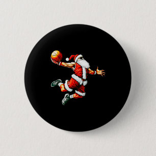 Santa Claus Slam Dunk Basketball Hoop Christmas Pa 6 Cm Round Badge