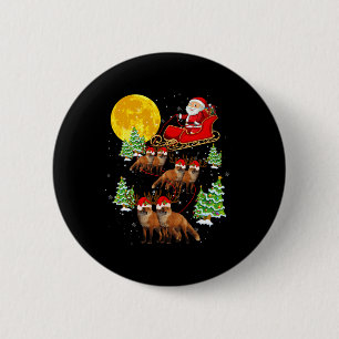 Santa Claus Sleigh &amp; Reindeer Foxes Xmas Pajam 6 Cm Round Badge