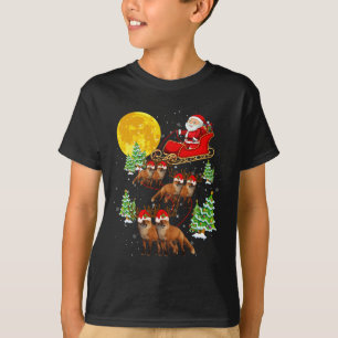 Santa Claus Sleigh & Reindeer Foxes Xmas Pajam T-Shirt