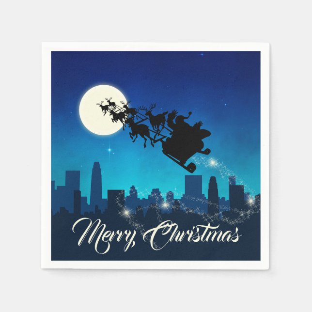 Santa Claus Sleigh Christmas Napkin (Front)