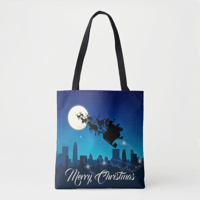 Santa Claus Sleigh Christmas Tote Bag (Front)