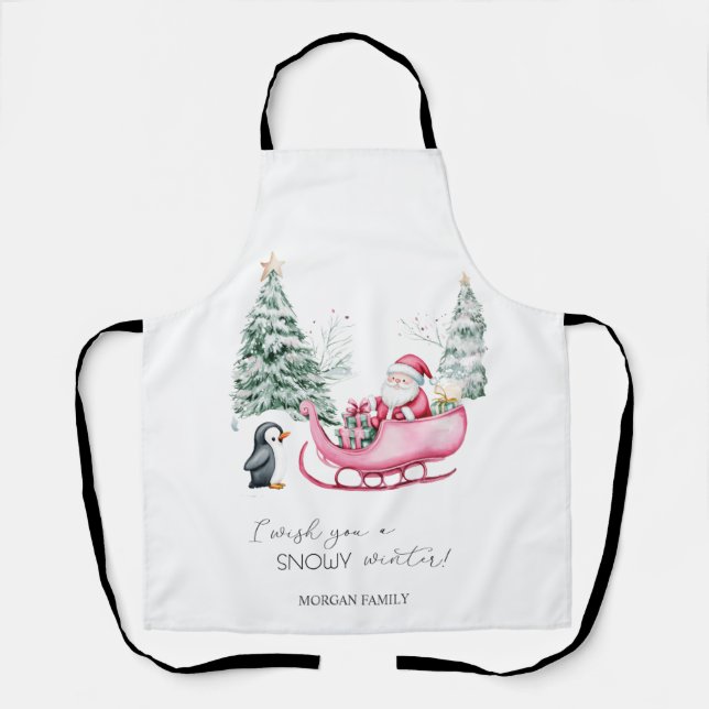  Santa Claus,Sleigh,Penguin,Forest Apron (Front)