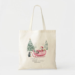 Santa Claus,Sleigh,Penguin,Forest Tote Bag