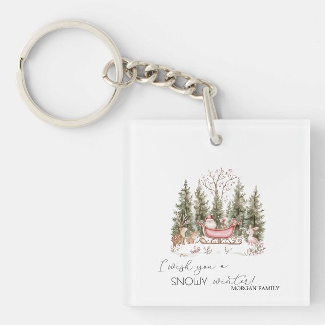  Santa Claus,Sleigh,Presents Forest Christmas Key Ring (Front)