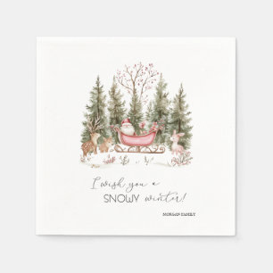  Santa Claus,Sleigh,Presents Forest Christmas Napkin