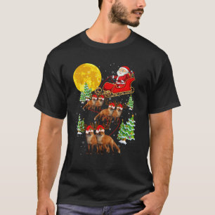 Santa Claus Sleigh Reindeer Foxes Xmas Pajama Chri T-Shirt