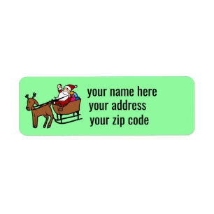 SANTA CLAUS SLEIGH RETURN ADDRESS LABELS