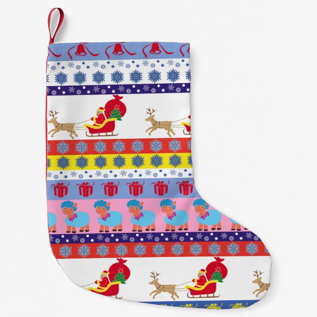 Santa Claus sleigh Small Christmas Stocking (Front)