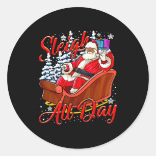 Santa Claus Sleigh Toys Black African American Chr Classic Round Sticker