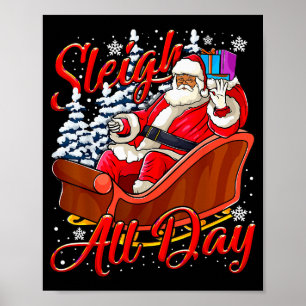 Santa Claus Sleigh Toys Black African American Chr Poster