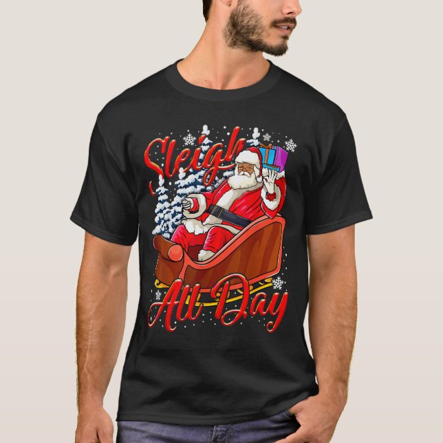 Santa Claus Sleigh Toys Black African American Chr T-Shirt (Front)