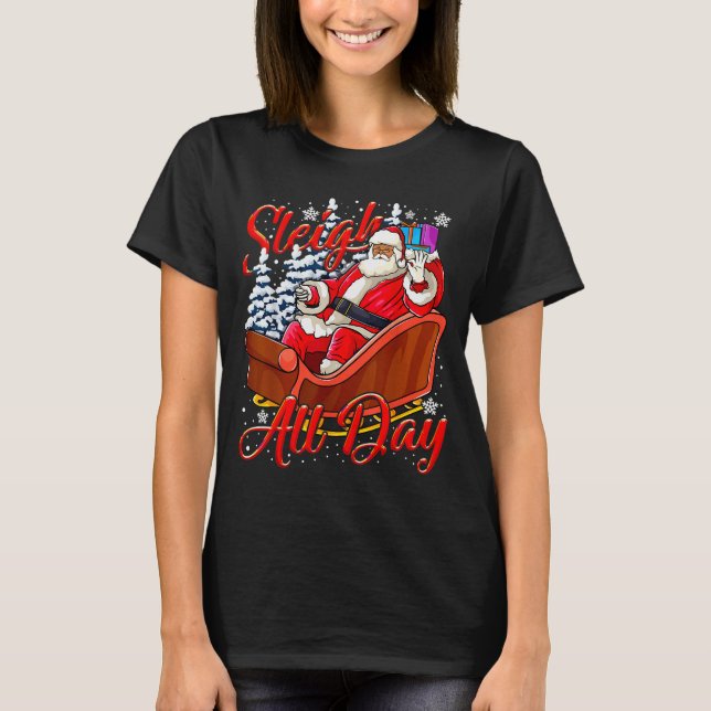 Santa Claus Sleigh Toys Black African American Chr T-Shirt (Front)