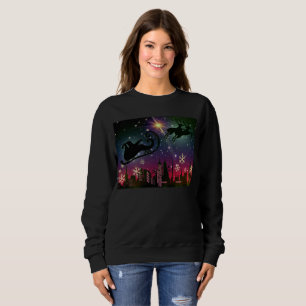 santa claus sleigh womens sweatshirt