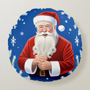 Santa Claus Smiling Christmas Cheer 🎅 Round Cushion