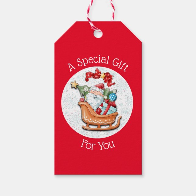 Santa Claus Snow Globe Gift Tag (Front)