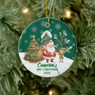 Santa Claus Snow Trees 2nd Christmas Ceramic Tree Decoration