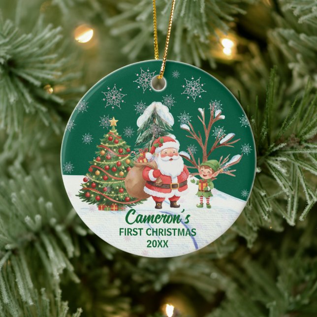 Santa Claus Snow Trees First Christmas Ceramic Tree Decoration (Tree)