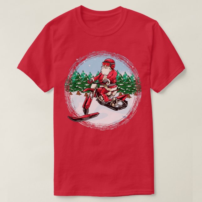Santa Claus Snowbike Snowmobile Motorcycle Biker C T-Shirt (Design Front)