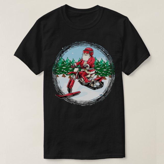 Santa Claus Snowbike Snowmobile Motorcycle Biker C T-Shirt (Design Front)