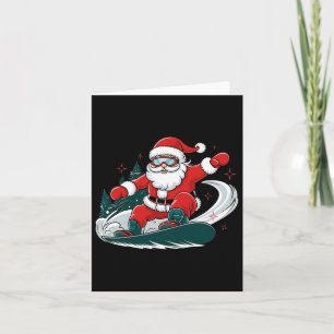 Santa Claus Snowboarding Fun Christmas Winter Spor Card