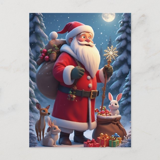 ❄️ Santa Claus Snowflake Joy 🎄 Festive Winter Postcard (Front)